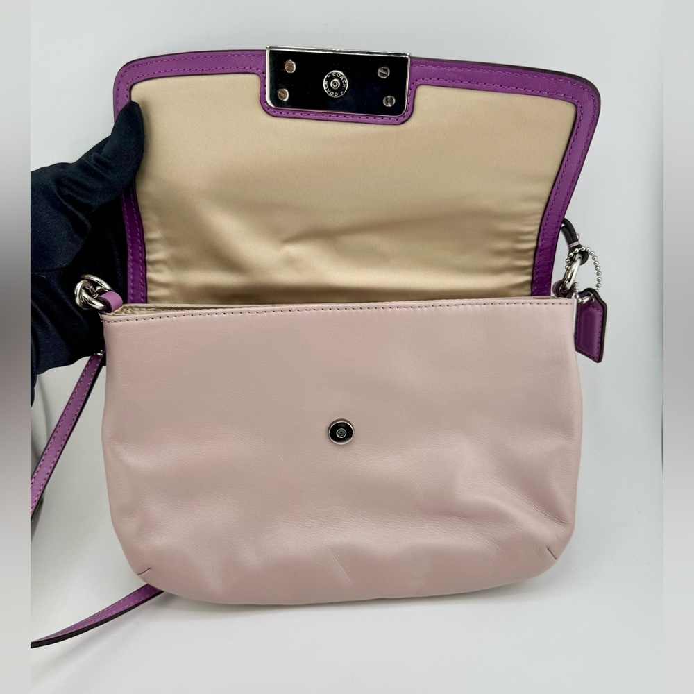Coach Purple & Mauve Crossbody Bag Leather with Silver Hardware - Picture 2 of 12